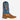 Circle A Western and Work - Brown bison leather cowboy boots with blue shaft and intricate stitching. Square toe, roper heel.
