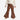 Toddler girl wearing Circle A Western and Work brown leather bell bottoms with a cream sweater and hair bows