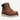 Circle A Western and Work men's 6" waterproof brown leather work boots with yellow laces and a KEEN logo.