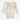 Circle A Western and Work cream ribbed baby onesie featuring a delicate lace ruffle neckline and long sleeves.