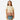 Young girl wearing a Circle A Western and Work pink and cream colorblock tiered short-sleeve tee with a denim skirt.