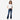 A girl wearing Circle A Western and Work Cruel Girl dark stone wash western denim jeans with a white t-shirt.