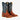 Circle A Western and Work Horse Power kids' western boots with cognac fish-print vamp, navy shaft, and flame stitching.
