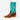 Circle A Western and Work kids' Anderson Bean western boot with chocolate ostrich-print vamp and turquoise shaft.