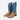 Circle A Western and Work Old West kids' square toe boots with light brown leather feet and turquoise shafts.