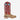 Circle A Western and Work kids' cowboy boot with camel suede foot, rust-red leather shaft, and turquoise stitching.