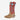 Circle A Western and Work kids' cowboy boot with camel suede foot, rust-red shaft, and turquoise flame stitching.