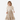 Toddler girl wearing a Circle A Western and Work cream lace-neck onesie with a floral skirt against a white background.