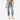 Circle A Western and Work light wash denim jeans with a high rise, straight leg, and button fly. Cuffed hems and a brown belt.