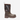 Circle A Western and Work Muck Kids' Chore Classic boot in brown with a black chicken print upper and pull-on tab.