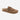 Circle A Western and Work Very G Iris 2 tan suede slip-on clogs with braided buckle detail and frayed edges.