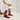Circle A Western and Work Tecovas Jolene cowgirl boots in crimson and bone cowhide with horseshoe-inspired inlay design