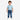 Toddler boy wearing Circle A Western and Work relaxed fit blue denim jeans with a light blue t-shirt and white sneakers