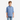 A young boy wearing a Circle A Western and Work Wrangler blue plaid long sleeve button-down shirt with jeans.
