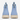 Circle A Western and Work Xtratuf women's 6 inch waterproof ankle deck boots in skyway blue with beige soles, rear view