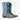 Circle A Western and Work youth Decatur western boots in mineral suede with blue shafts and intricate stitch patterns.