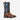 Circle A Western and Work youth western boot in brown crocodile print leather with a navy shaft and pull holes.