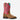 Circle A Western and Work youth western boot in wicker brown leather with hot pink shaft and turquoise accents.