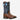 Circle A Western and Work youth western boot in brown crocodile print leather with a navy shaft and pull holes.