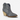 Circle A Western and Work grey textile bootie with snip toe, Western heel, and intricate rhinestone embellishments.