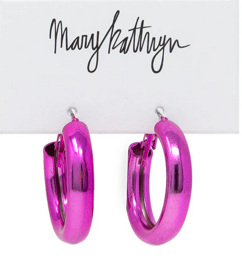Tube Hoops Metallic Hot Pink