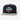 Hooey Mesa 6-Panel Trucker Hat in Navy/White — serape pattern hexagon patch, grey bill. Front view.