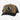 Hooey Toller 6-Panel Trucker Hat in Tan/Black — Hooey Outfitters lab dog patch. Front view.
