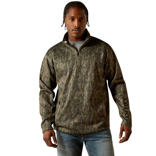 Ariat Men's Caldwell Logo 1/4 Zip Sweater GREEN TREEBARK CAMO