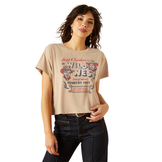 Ariat Women's Sendero x Ariat Wild West Country Fest T-Shirt - SAVANNAH TAN MINERAL WASH