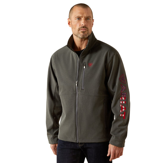 Ariat Men's Logo Softshell Jacket CHARCOAL|AMERICANA