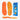 PowerStep PULSE Plus Met insoles in orange — metatarsal pad, ShockAbsorb foam. Pair with packaging.