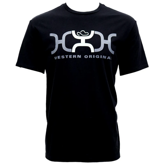 Hooey Loop Men's Black Crew Neck Cotton / Poly Short Sleeve T-Shirt with Grey / Green Logo