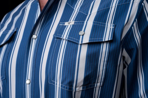 FERRELL THE ATLAS IN BLUE - LONG SLEEVE SNAP SHIRT L