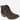 Very G Charming ankle bootie in Taupe Leopard — flocked leopard upper, side zipper with studded pull. Angled front view.