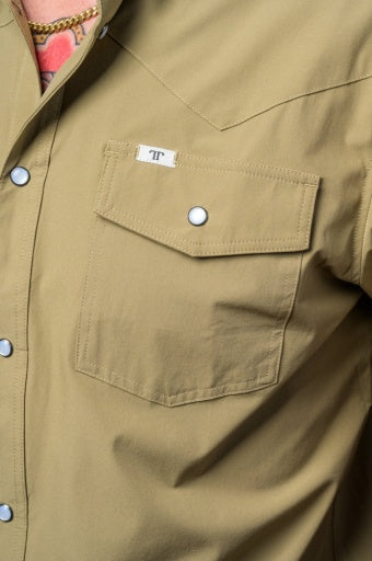 FERRELL MEN'S KHAKI LONG SLEEVE SNAP SHIRT